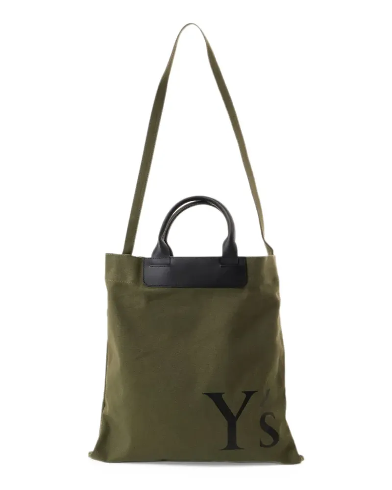 Yohji Yamamoto logo-print canvas tote bag - Grün Grün