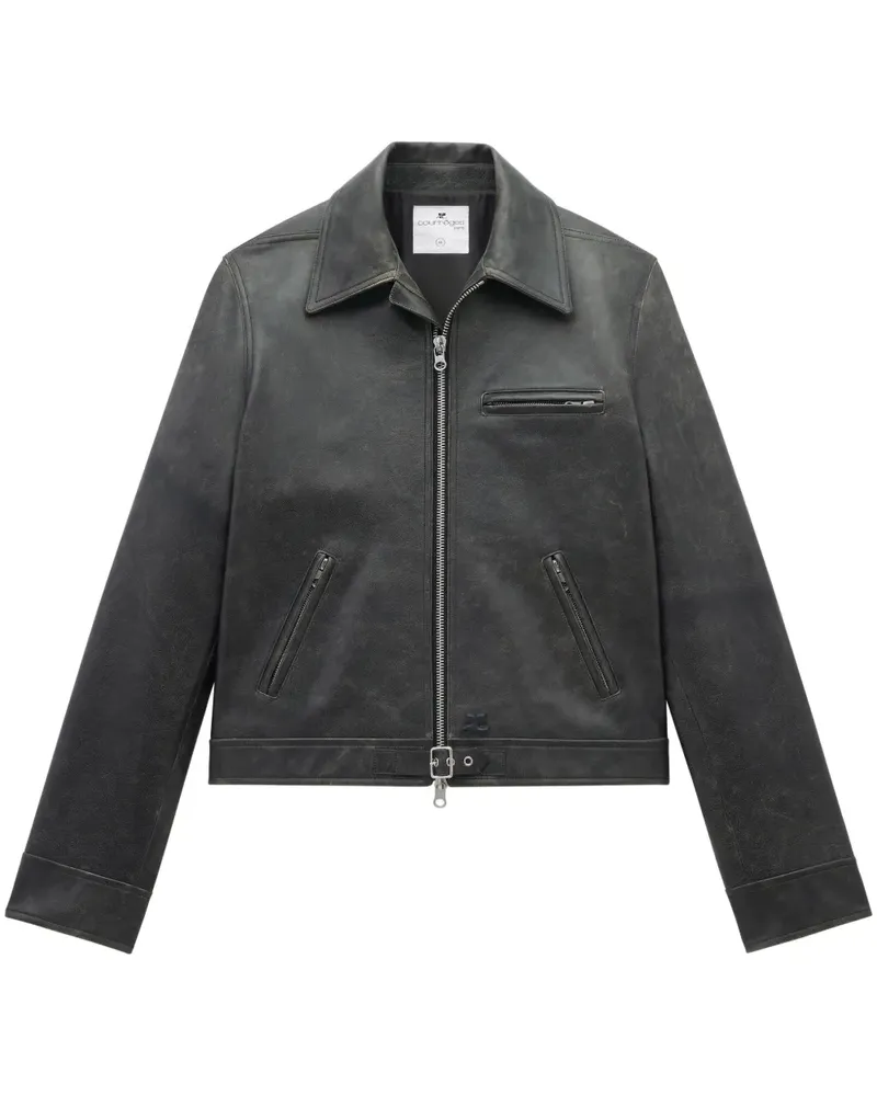 Courrèges Officer Lederjacke - Schwarz Schwarz