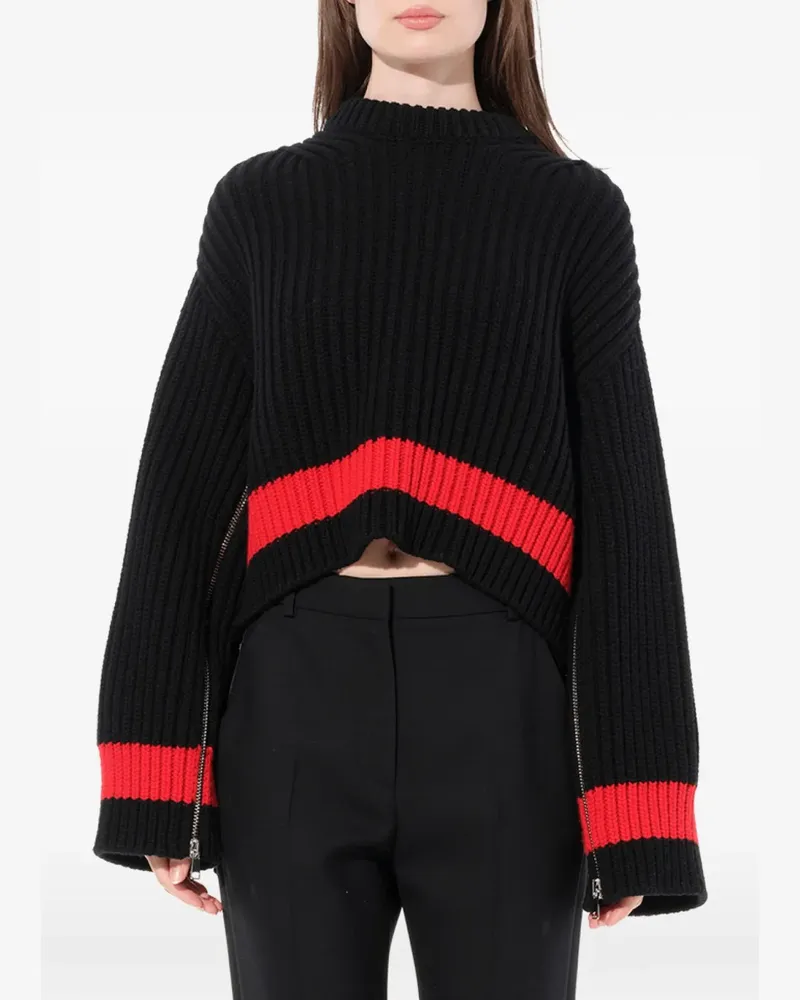 Alexander McQueen Pullover in Grobstrick - Schwarz Schwarz