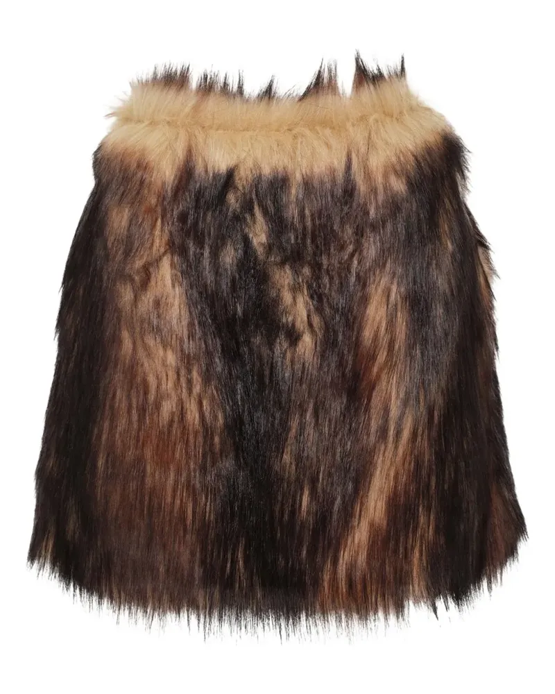 Simone Rocha faux-fur mini skirt - Braun Braun