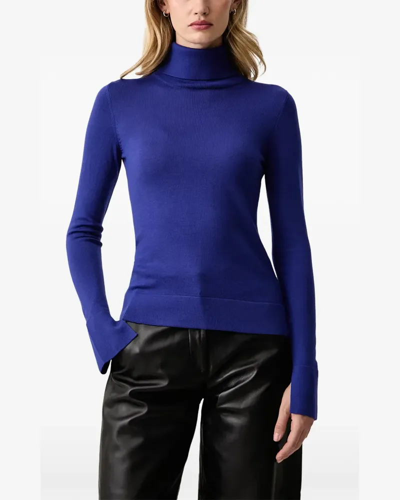 Patrizia Pepe Rollkragenpullover mit Fly Logoplakette - Blau Blau