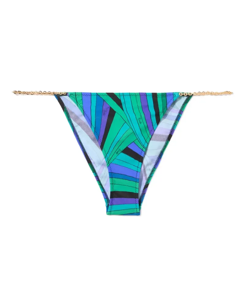 Emilio Pucci Gestreiftes Triangel-Bikinihöschen - Grün Grün