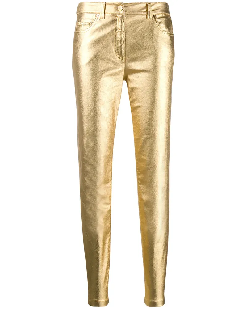 Moschino Schmale Metallic-Hose - Gold Gold
