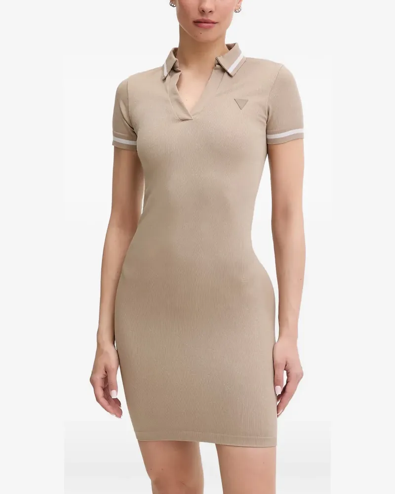 Guess 4G logo-patterned polo-collar mini dress - Nude Nude