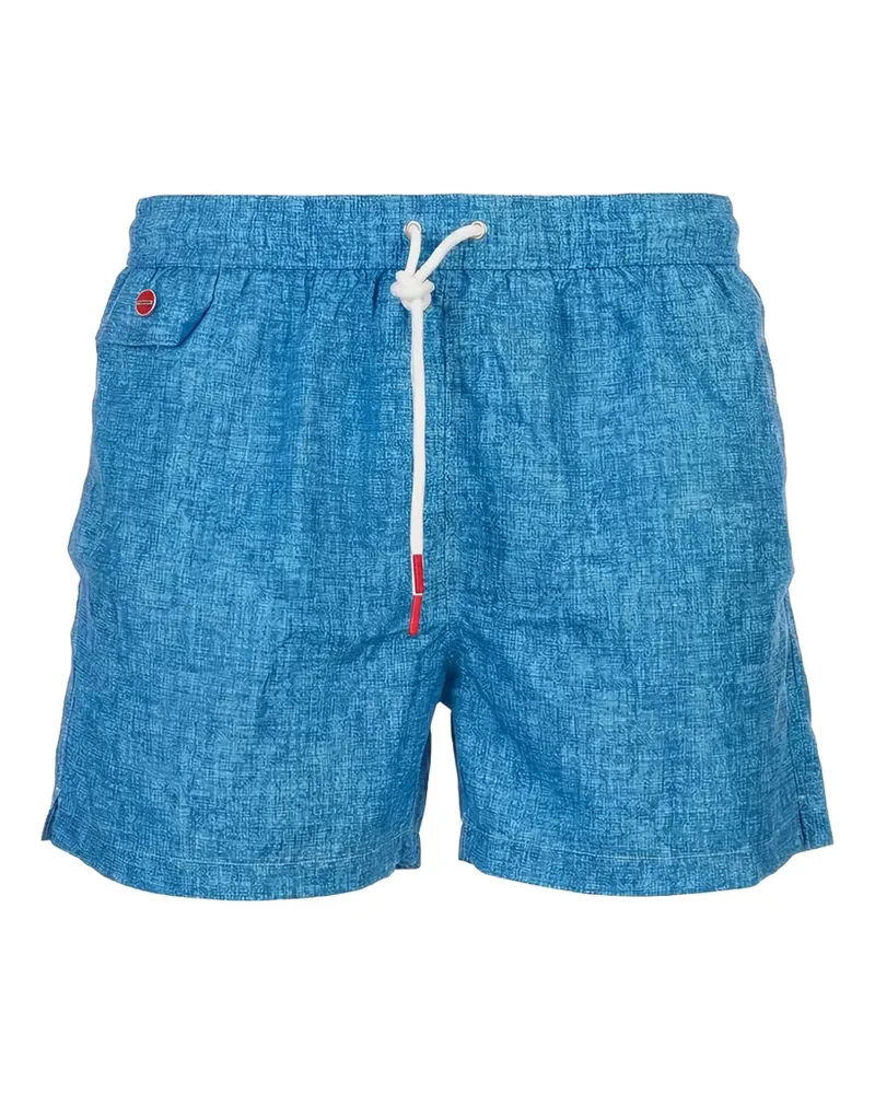 Kiton crosshatch-print swim shorts - Blau Blau