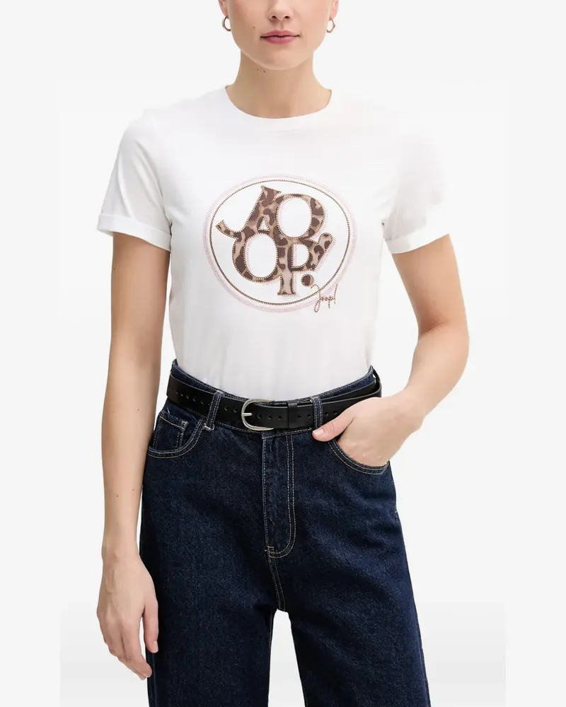 JOOP! logo-print rhinestone-embellished T-shirt - Weiß Weiß