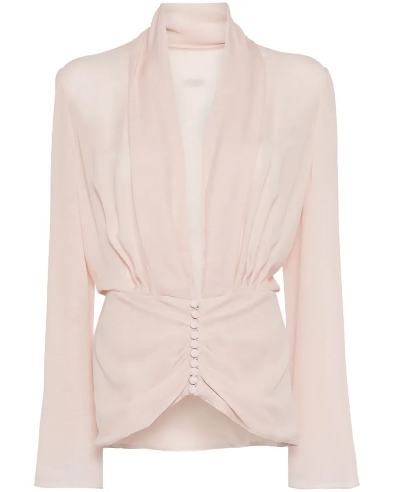 COSTARELLOS Bluse mit Knopfdetail - Rosa Rosa