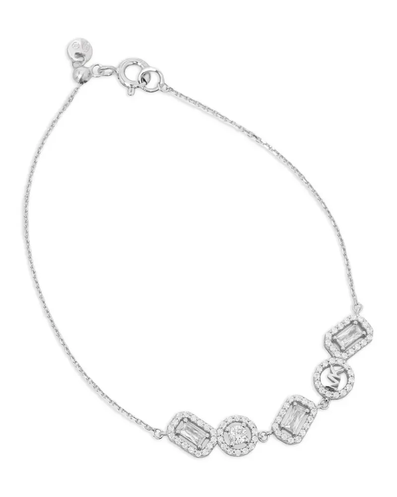 Michael Kors cubic zirconia logo-plaque bracelet - Silber Silber