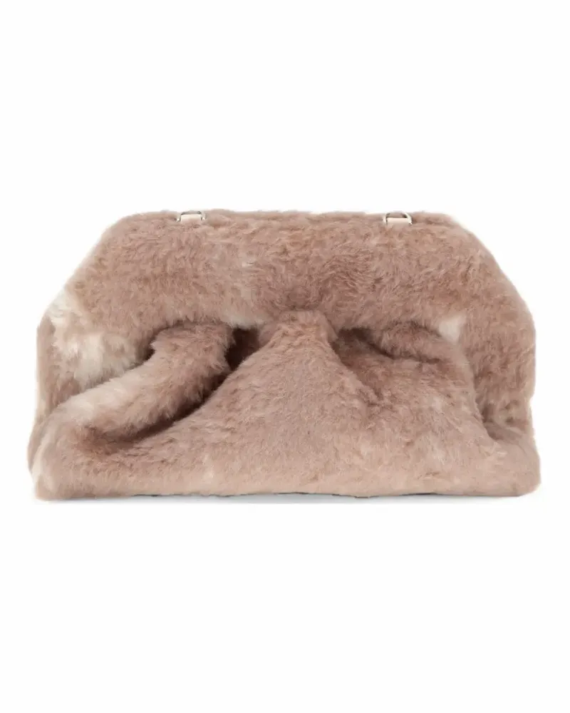THEMOIRÈ medium Bios faux-fur clutch bag - Nude Nude