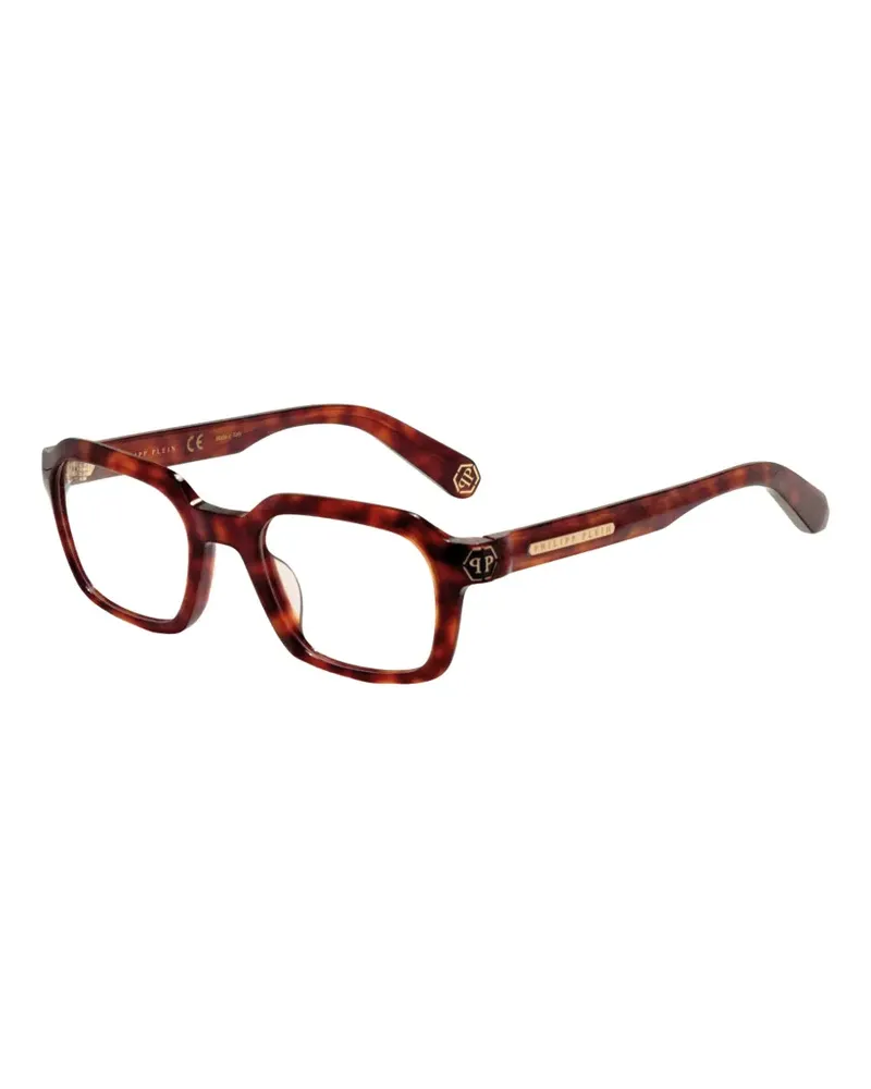 Philipp Plein tortoiseshell-effect geometric-frame glasses - Braun Braun
