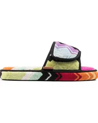 Missoni Home Gestreifte Slipper mit Klettverschluss Rosa