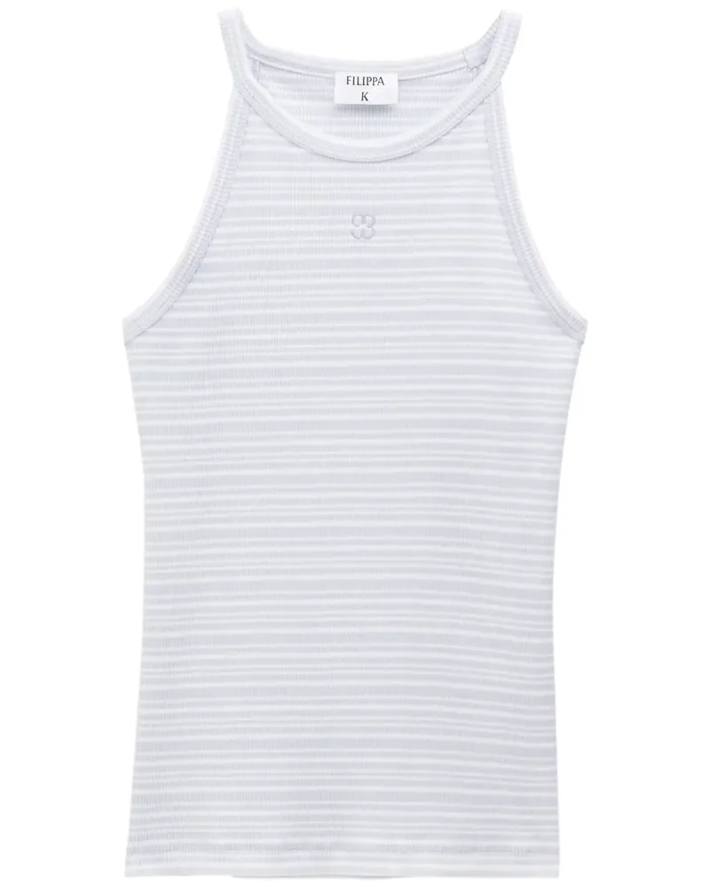 Filippa K Gestreiftes Bio-Baumwoll-Top mit Monogramm-Stickerei - Blau Blau