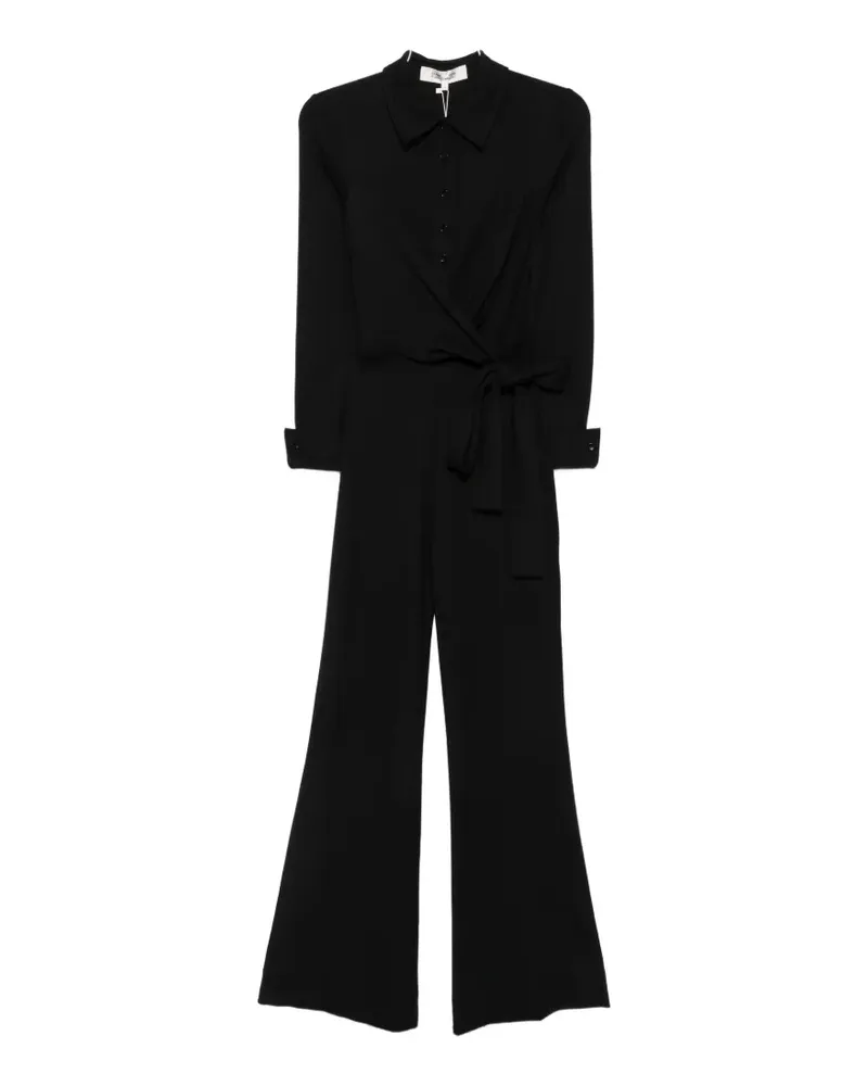 Diane von Furstenberg Michele wrap-front long-sleeve jumpsuit - Schwarz Schwarz