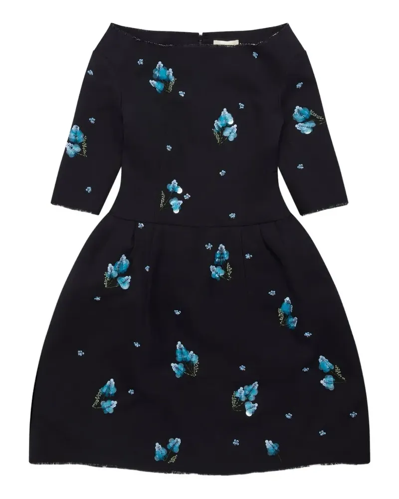 SHUSHU/TONG Minikleid mit Blumenstickerei - Schwarz Schwarz
