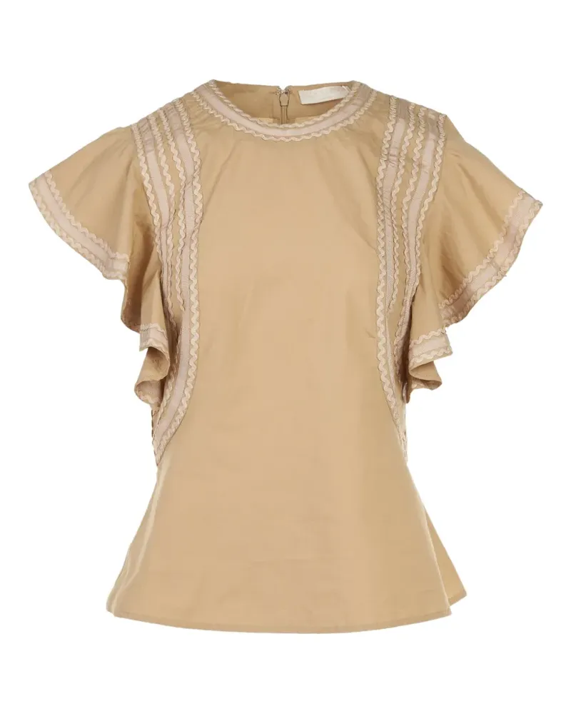 Ulla Johnson ruffled cotton top - Nude Nude