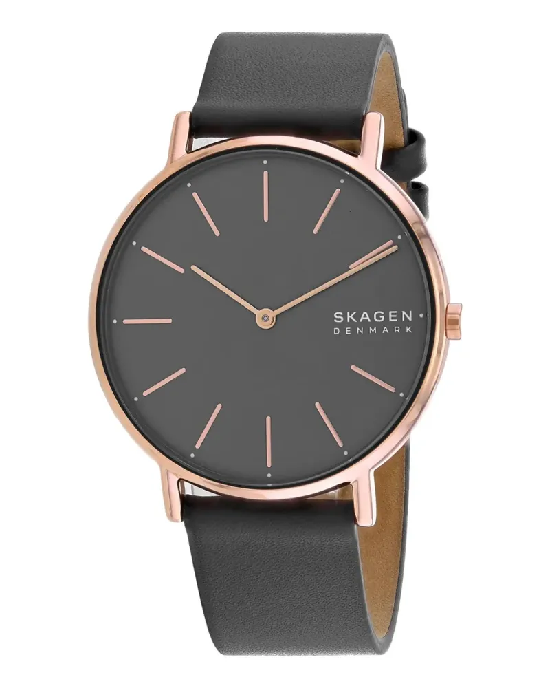 Skagen Signatur leather-strap 38mm watch - Grau Grau
