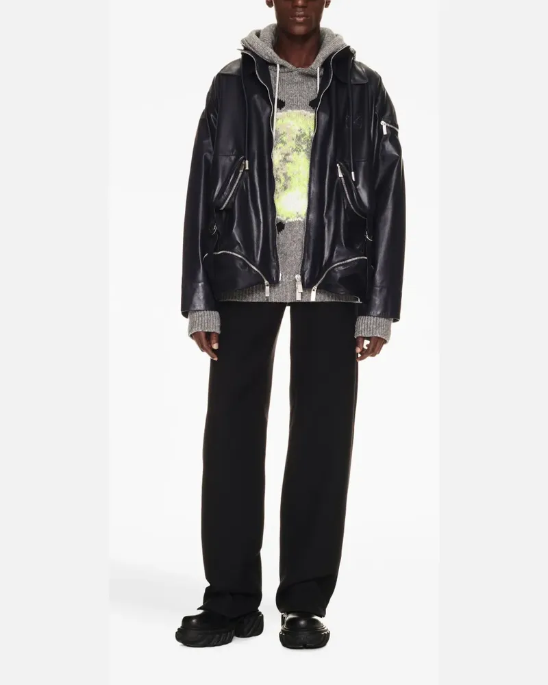 OFF-WHITE Arrow Lederjacke mit Taschendetail - Blau Blau