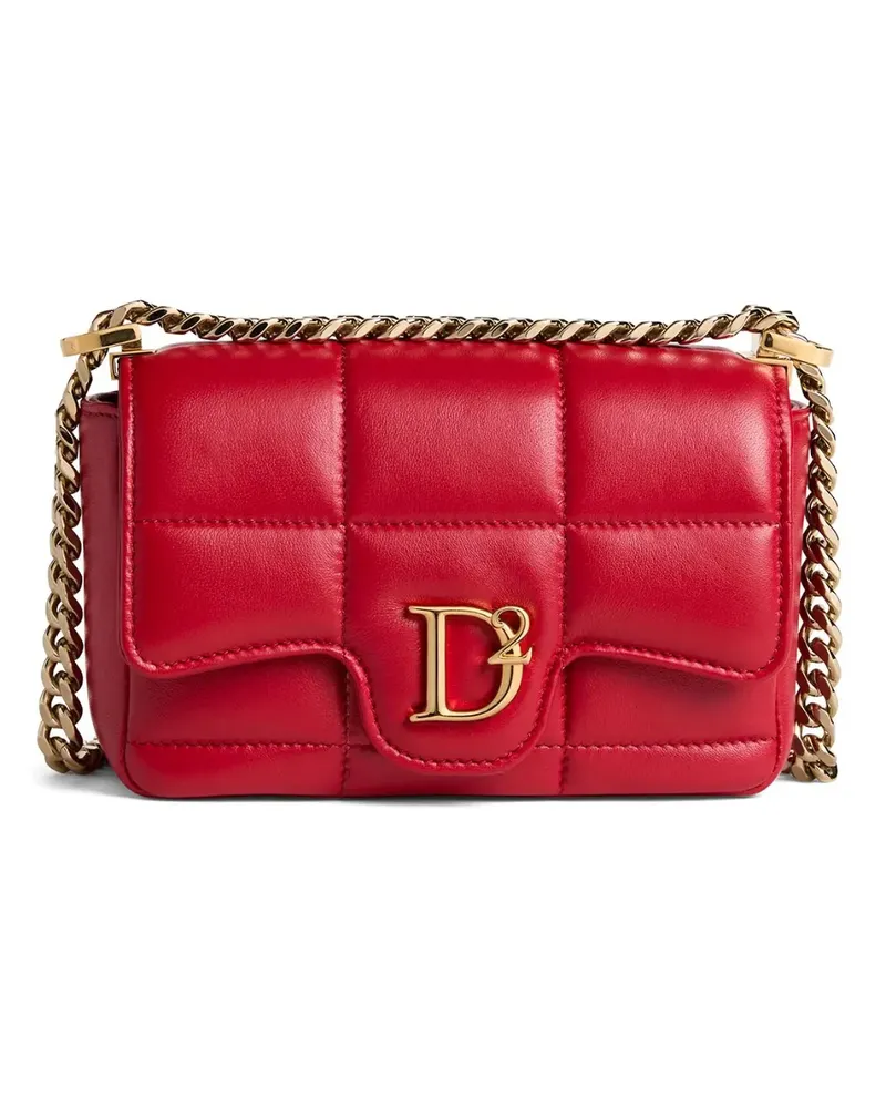 Dsquared2 Gesteppte Mini-Tasche mit Logo-Schild - Rot Rot