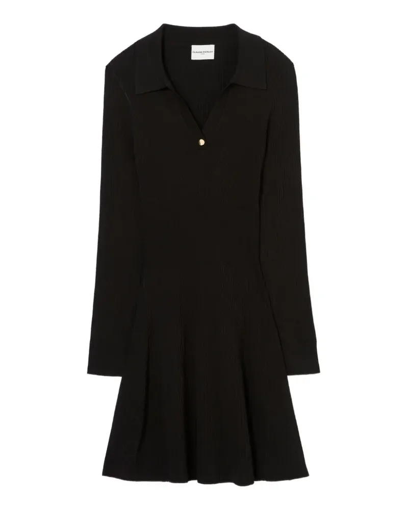 Claudie Pierlot Kurzes Kleid aus Feinstrick - Schwarz Schwarz