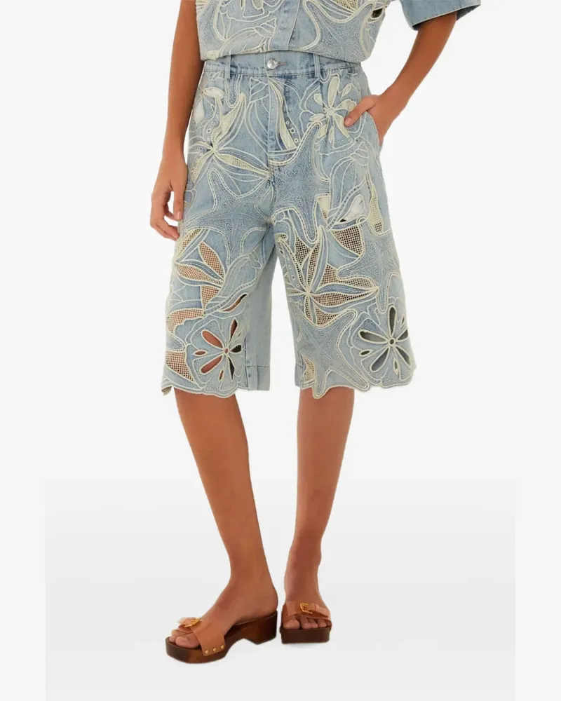 FARM Rio denim Sea Desire embroidered Bermuda shorts - Blau Blau