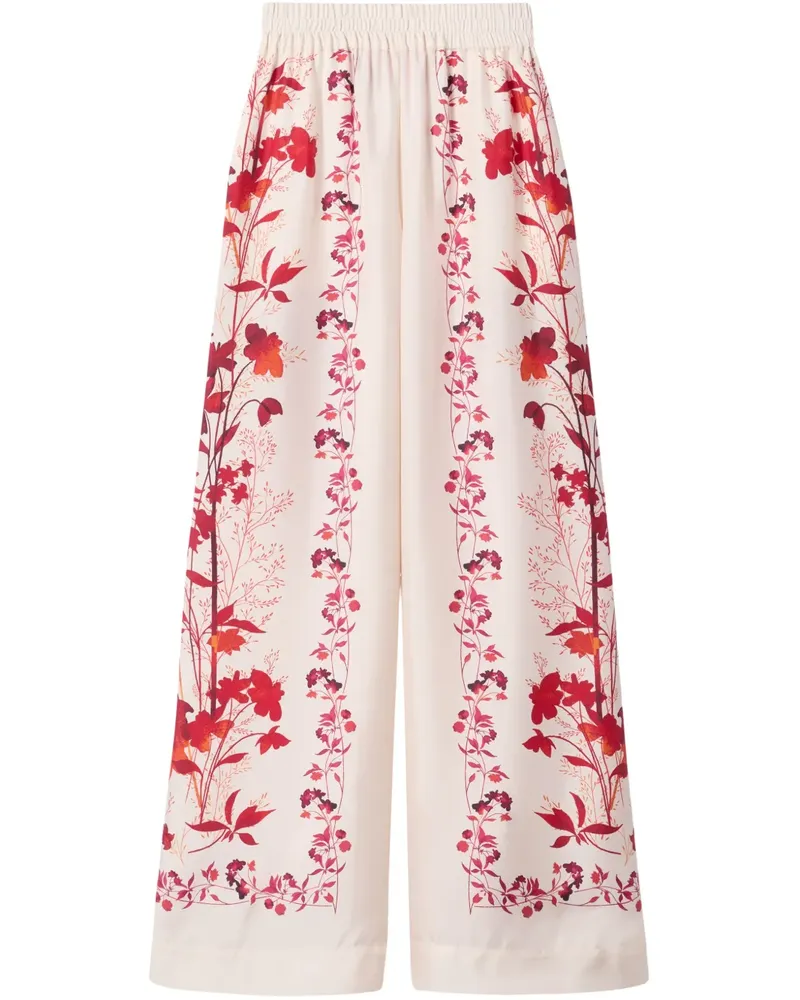 La DoubleJ Palazzohose mit Blumen-Print - Weiß Weiß