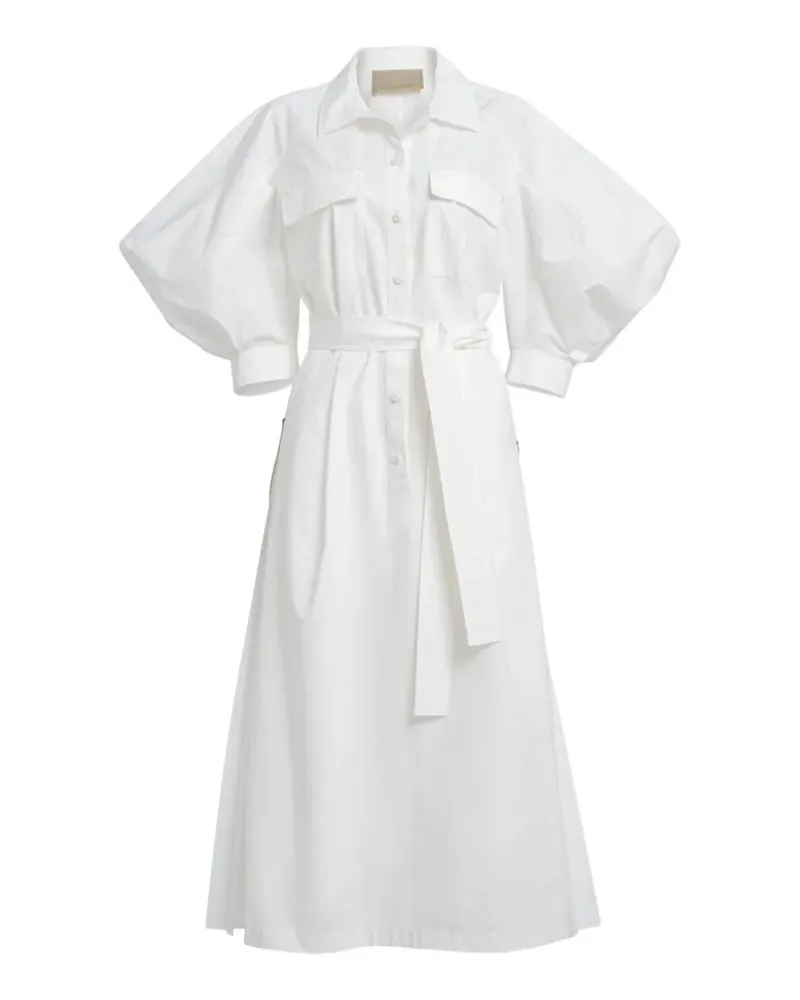 Elie Saab pleated puff-sleeve dress - Weiß Weiß