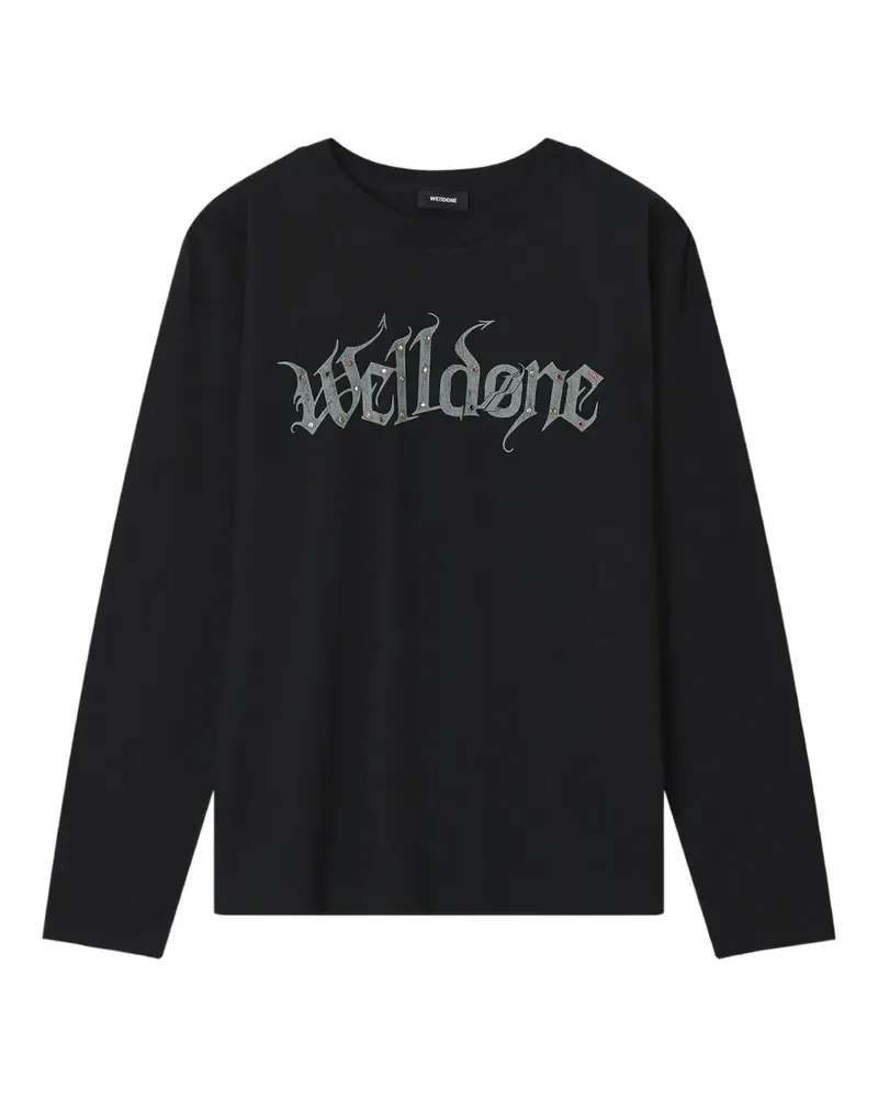 WE 11 DONE logo-print long-sleeved T-shirt - Schwarz Schwarz