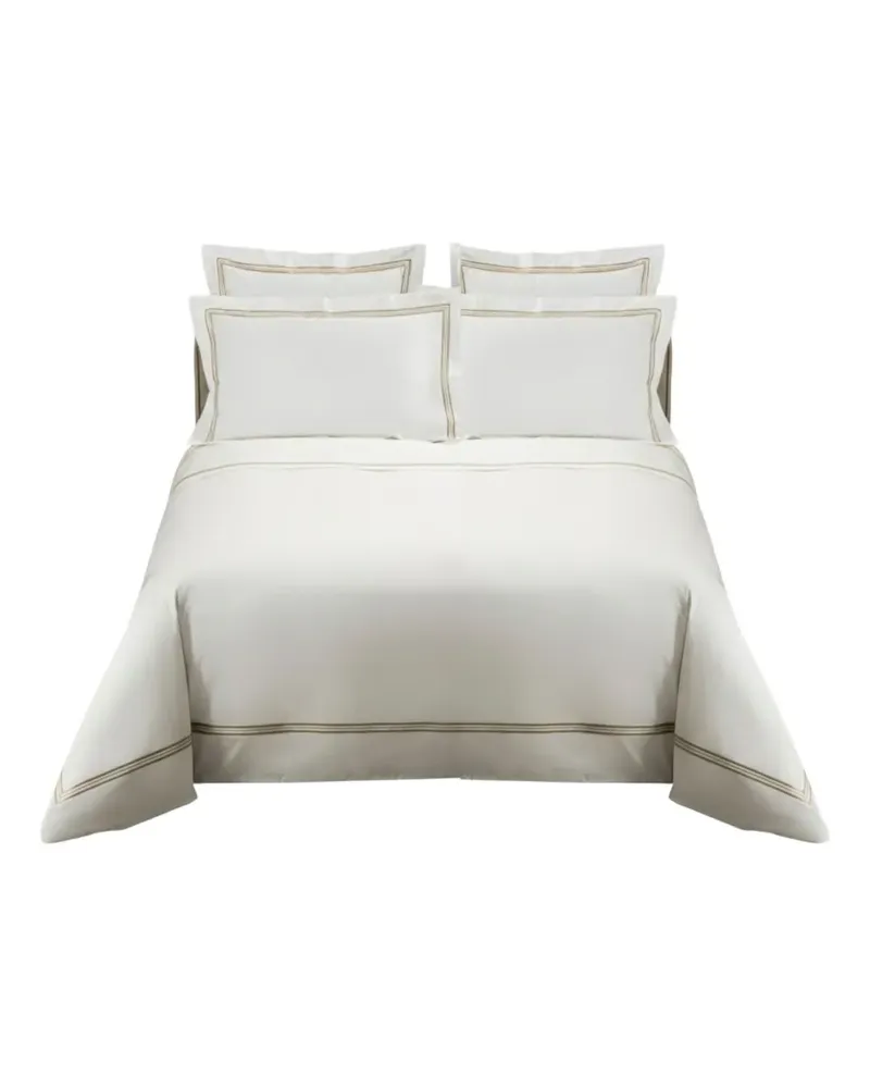 Frette Gestreiftes Triplo Bettwäsche aus Popeline - Weiß Weiß