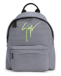 Giuseppe Zanotti Gestreifter Rucksack mit Logo-Print Weiß