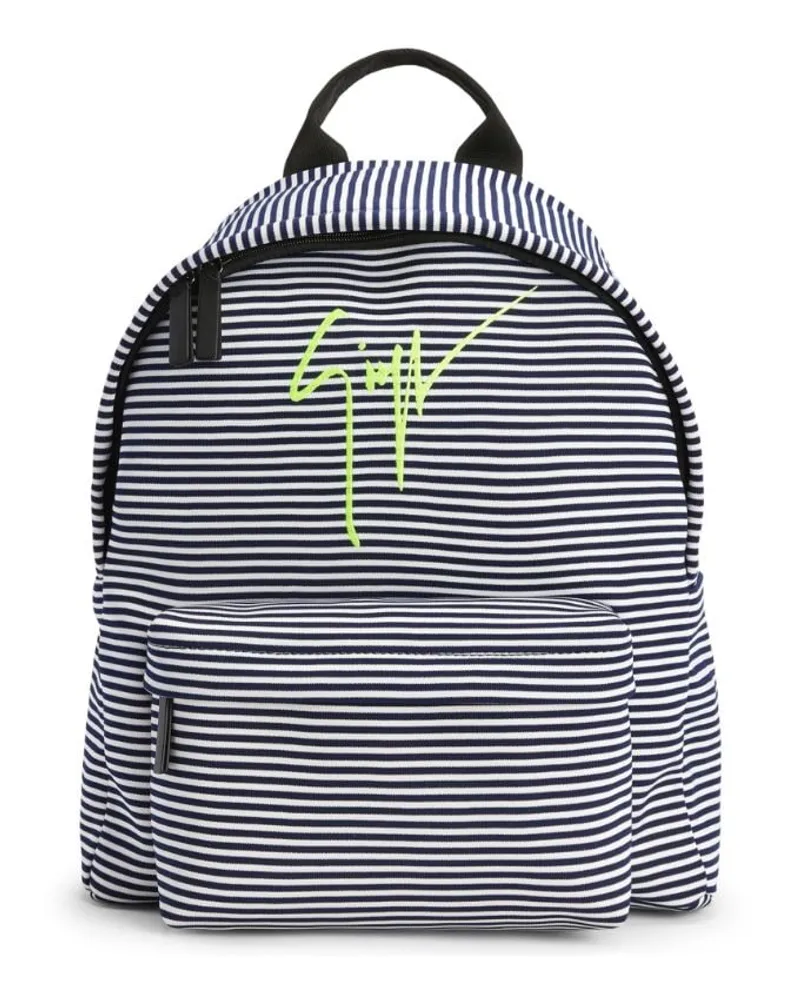 Giuseppe Zanotti Gestreifter Rucksack mit Logo-Print - Weiß Weiß