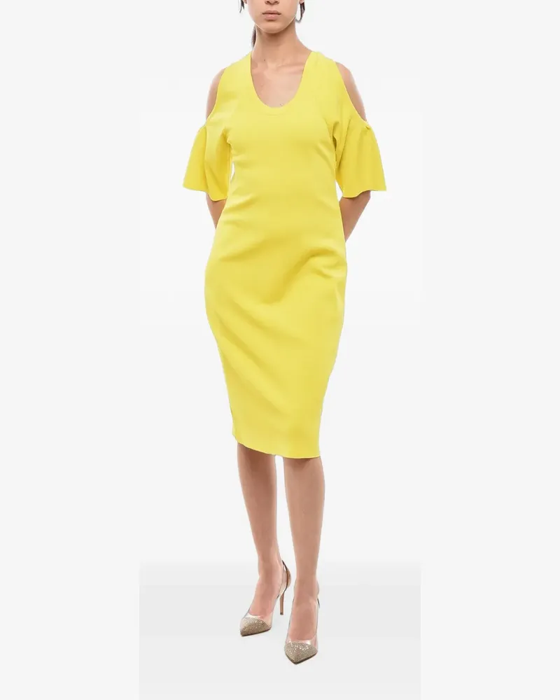 Stella McCartney Midikleid mit starker Silhouette und schulterfreien Ärmeln - Gelb Gelb