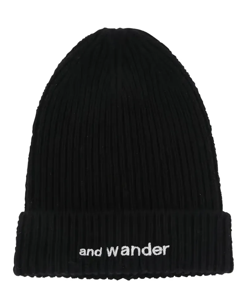 and wander Gerippte Beanie - Schwarz Schwarz