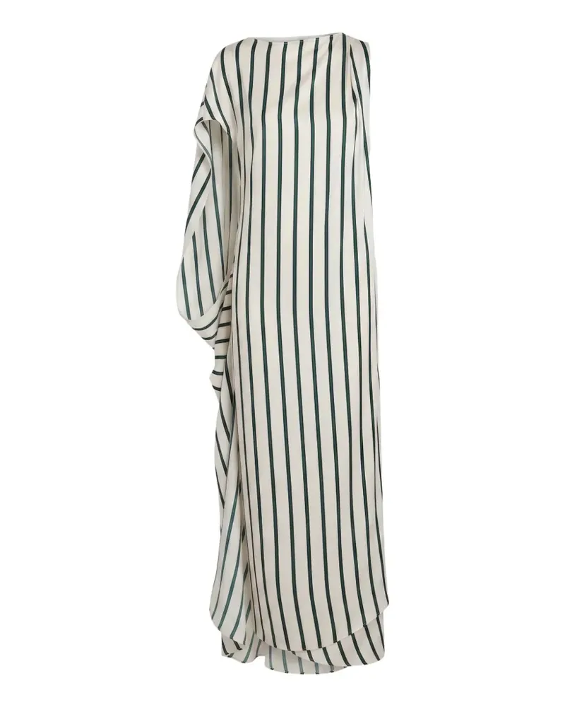 BONDI BORN Cannes asymmetric striped maxi dress - Weiß Weiß