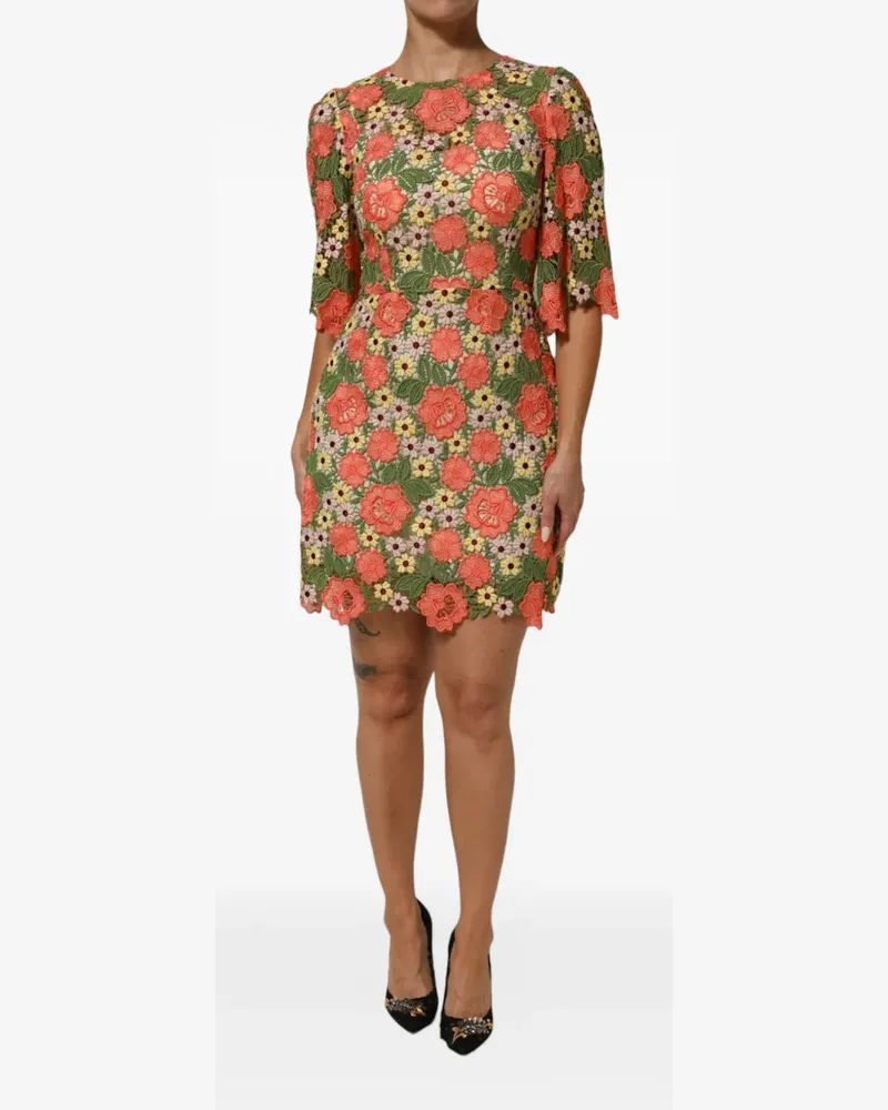Dolce & Gabbana Kleid mit blumiger Stickerei - Orange Orange