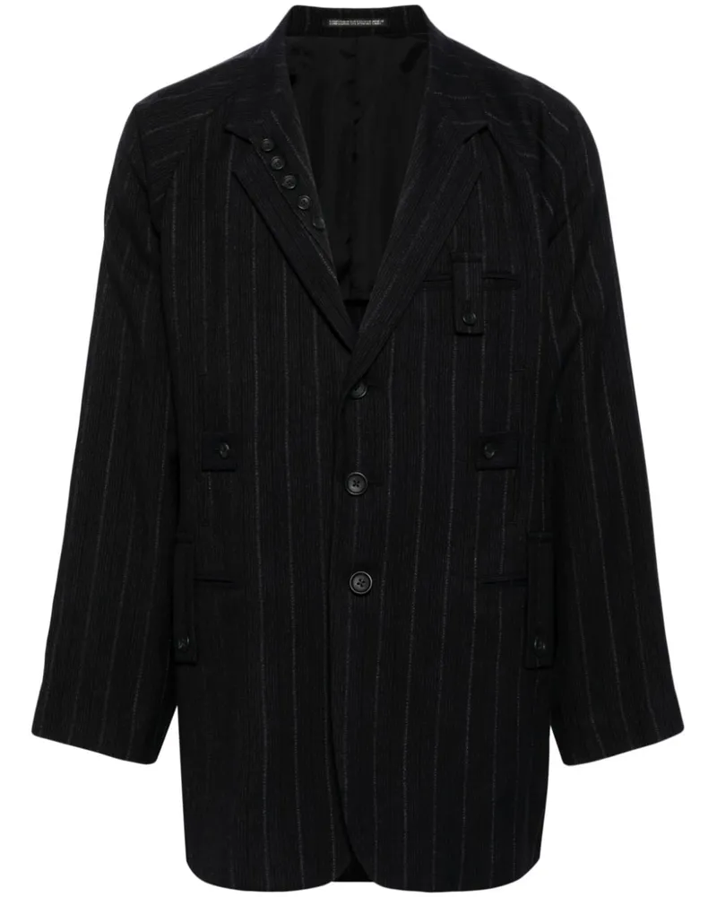 Yohji Yamamoto pinstriped single-breasted blazer - Schwarz Schwarz