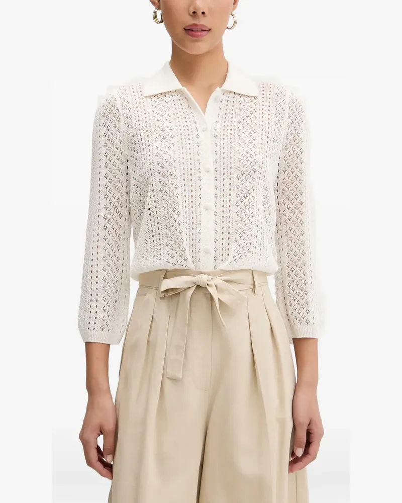 VICOLO pointelle-knit cardigan - Weiß Weiß