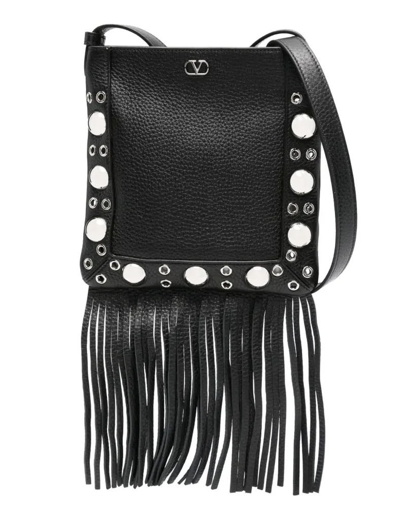 Valentino Garavani fringed studded shoulder bag - Schwarz Schwarz