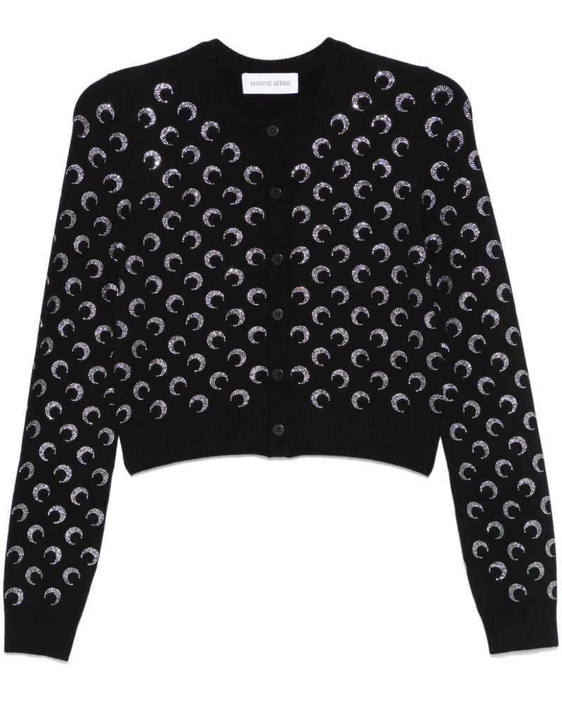 Marine Serre Moon Cardigan mit Strass - Schwarz Schwarz
