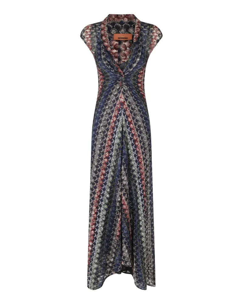 Missoni Gerafftes Maxikleid mit Zickzackmuster - Blau Blau