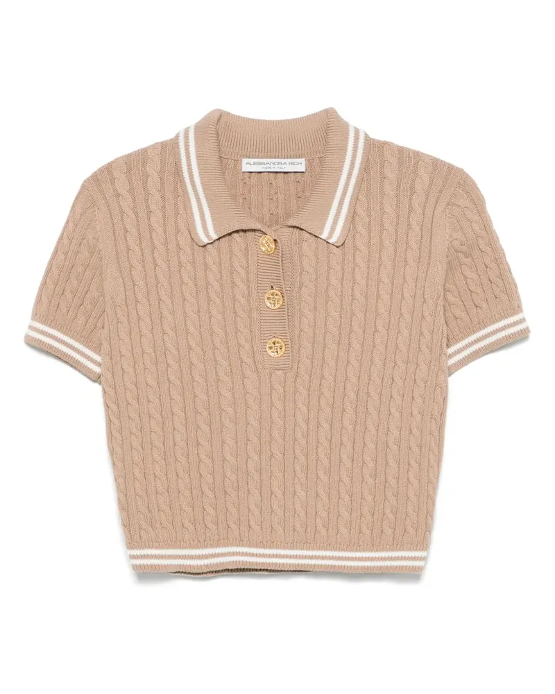 Alessandra Rich Poloshirt mit Zopfmuster - Nude Nude