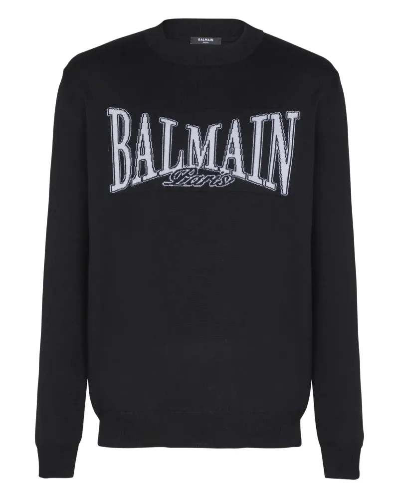 Balmain Pullover mit Jacquard-Logo - Schwarz Schwarz