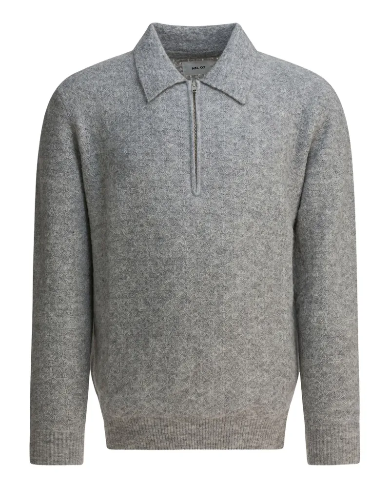 NN 07 Alfie Poloshirt mit Reißverschluss - Grau Grau