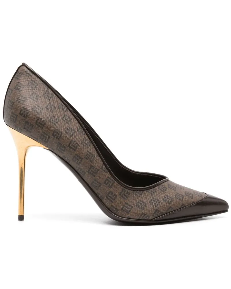 Balmain Pumps mit Monogrammmuster 100mm - Braun Braun