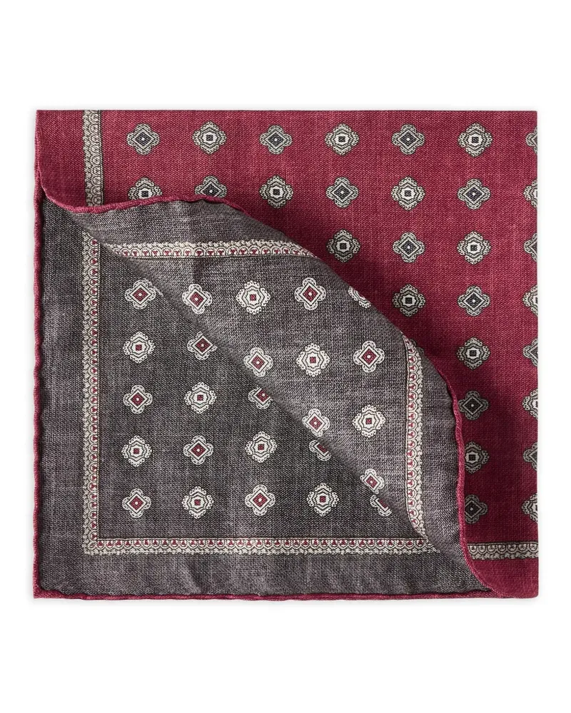 Brunello Cucinelli Einstecktuch aus Seide mit Medaillon-Design - Rot Rot