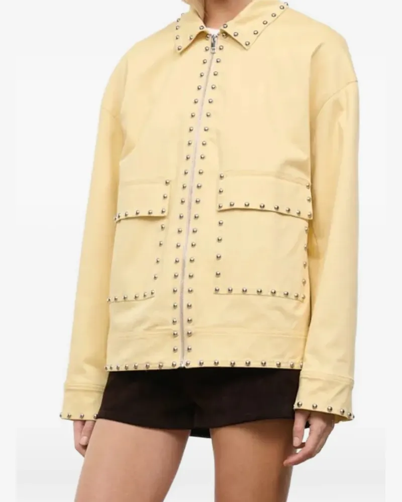 STAUD Clarke stud-embellished jacket - Nude Nude