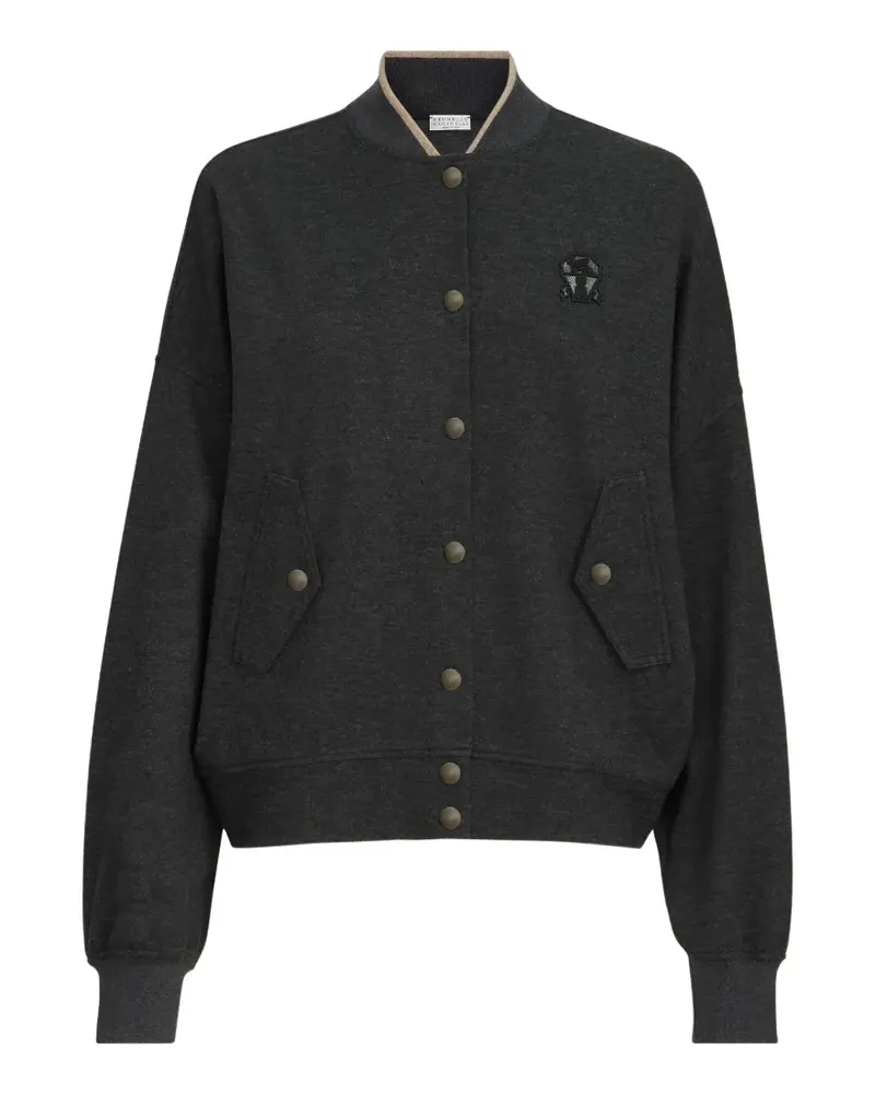 Brunello Cucinelli logo-patch bomber jacket - Grau Grau