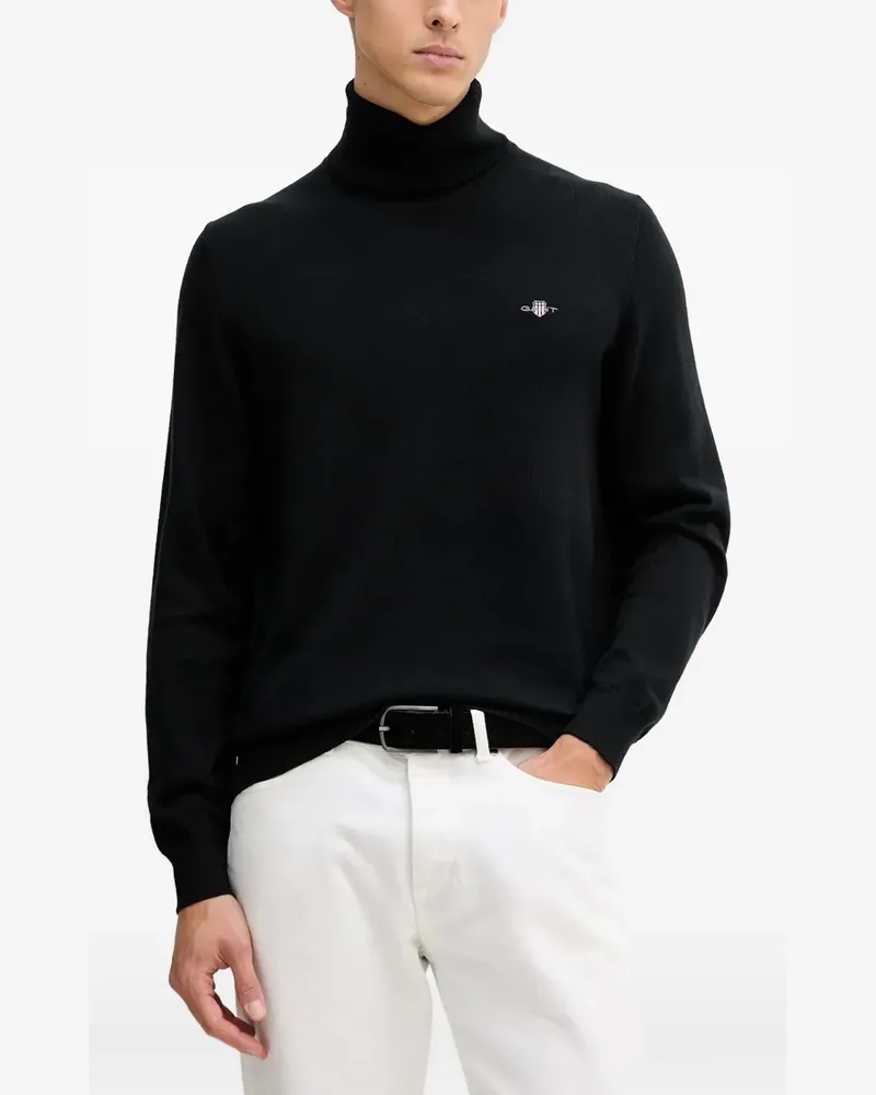 Gant roll-neck logo sweater - Schwarz Schwarz