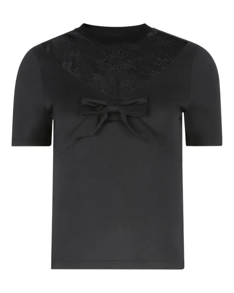 Nina Ricci T-Shirt mit Spitzeneinsätzen - Schwarz Schwarz