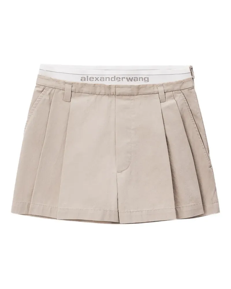 Alexander Wang Bundfaltenshorts mit Logo-Bund - Nude Nude