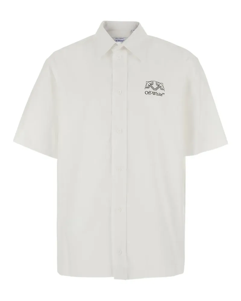 OFF-WHITE Off Line half-Arrow poplin slim bowling shirt - Weiß Weiß